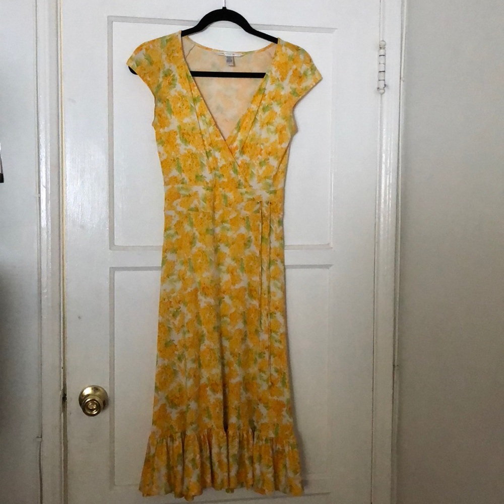Diane Von Furstenberg yellow floral silk dress